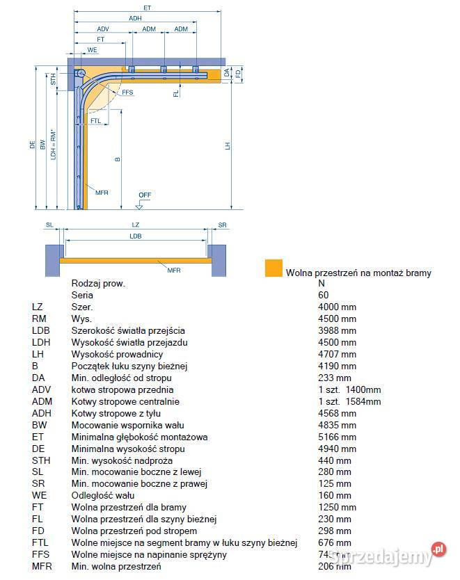 Brama segmentowa Hormann z napędem 4000 x 4500 Ogrodzenia i bramy mazowieckie
