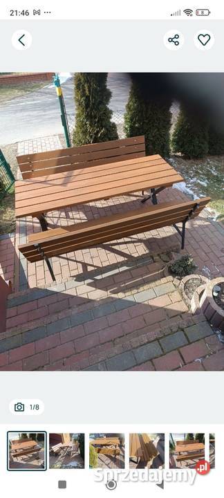 Stół ogrodowy z ławkami Stoły i stoliki ogrodowe Mokrelipie