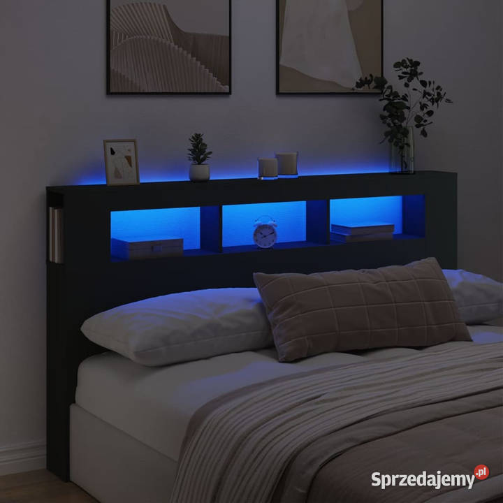 Wezgłowie łóżka z LED czarne 180x185x1035 mazowieckie Warszawa sprzedam