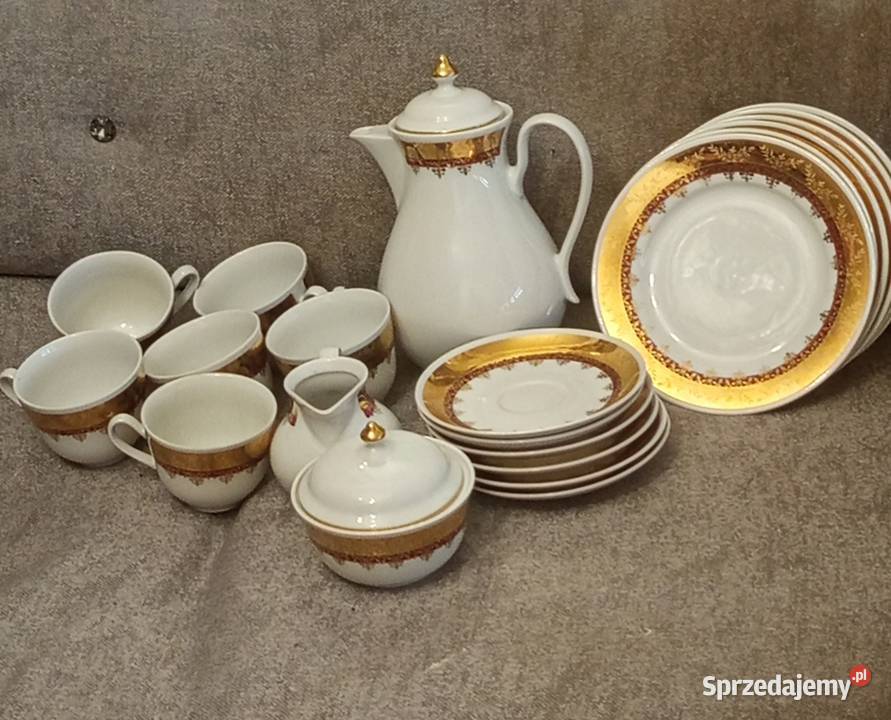 Staryporcelanowy serwis kawowy z sygnaturą