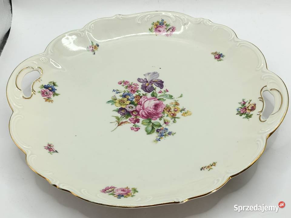 Patera ecru import M Z bukiet kwiatów Porcelana i szkło lubelskie Zamość