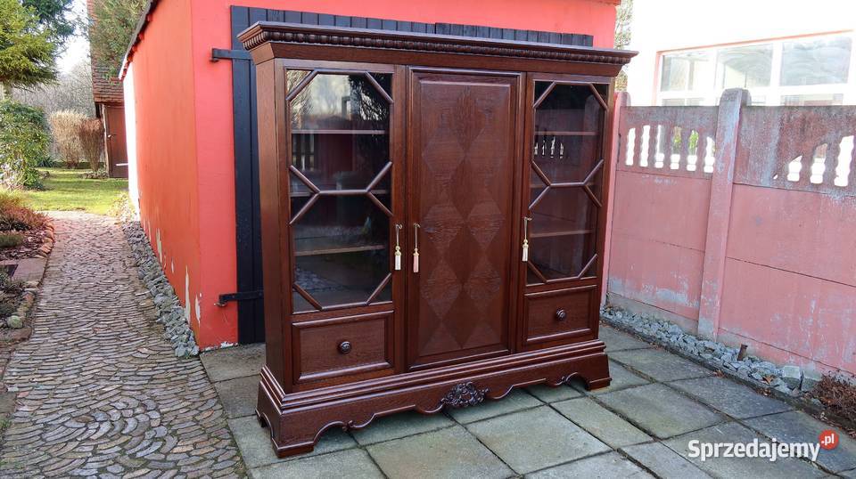 Wspaniała Biblioteka Witryna Dąb 1920 Renowacji Meble Ziębice sprzedam