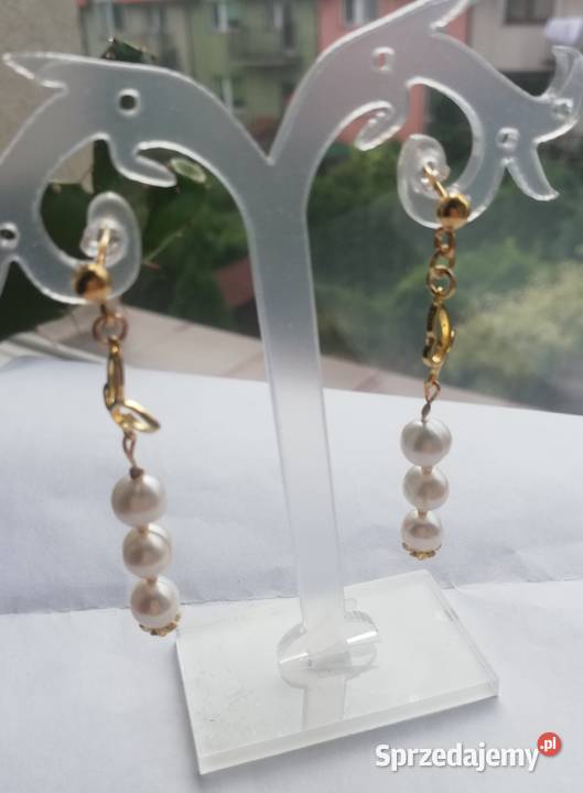 Kolczyki srebro 925 pozłacane z perłami srebrne Poznań