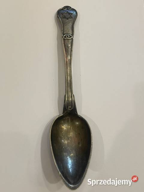 Posrebrzana łyżka żydowska z motywem Gwiazdy Kraków