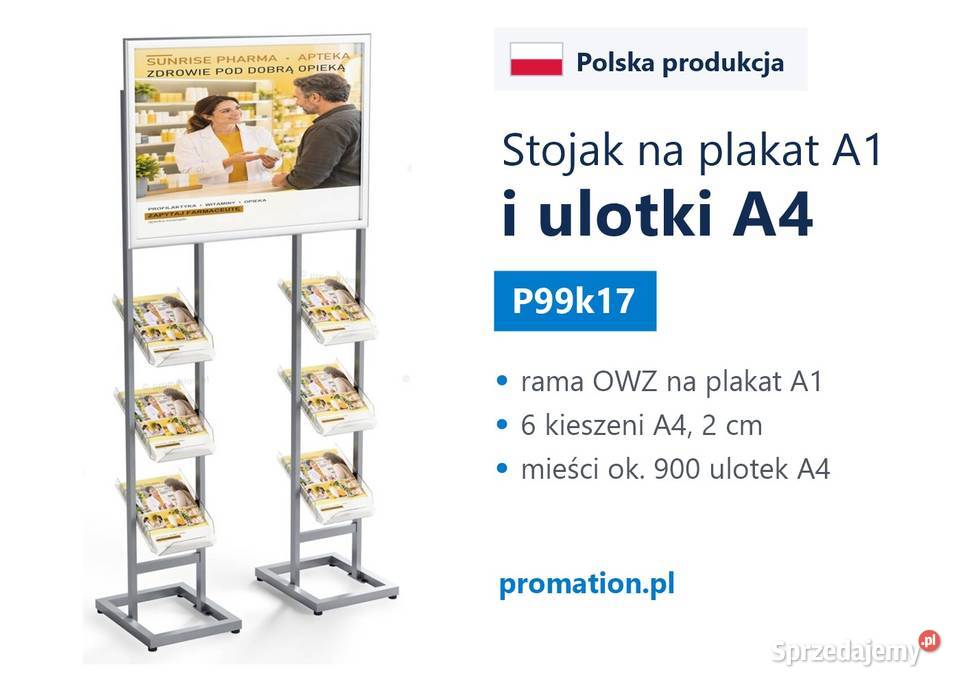 Stojak ekspozycyjny na ulotki i plakat 6 miejsc Warszawa sprzedam
