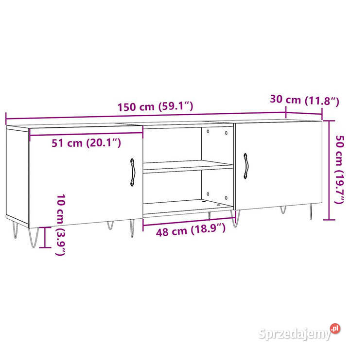 Szafka TV dąb artisan 150x30x50 materiał mazowieckie Warszawa
