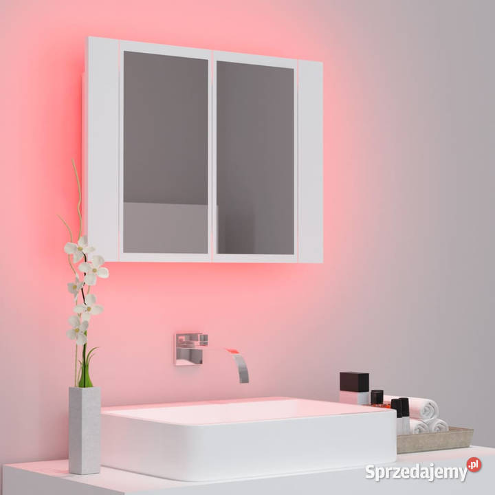 Szafka łazienkowa z lustrem i LED biała 60x12x45 Warszawa