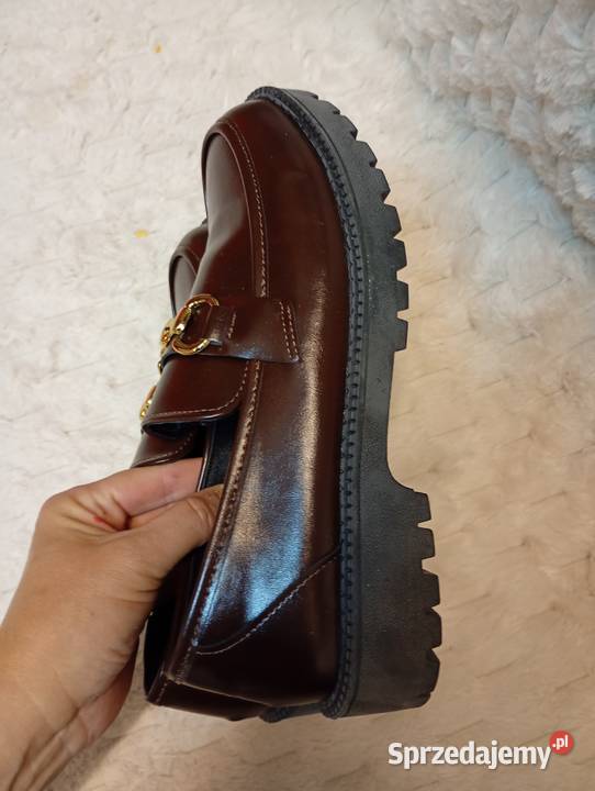 42 Brązowe czekoladowe mokasyny loafersy brązowy/beżowy Kraków
