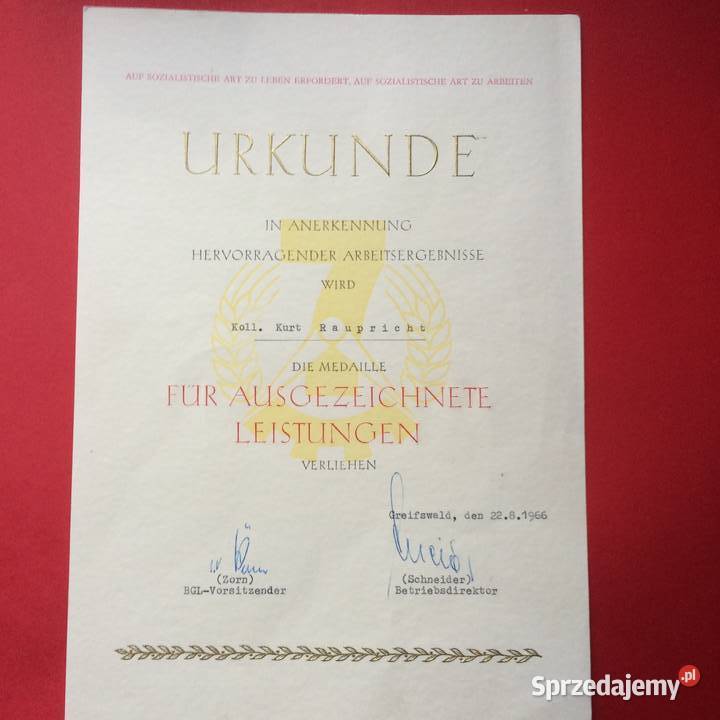 1234 Certyfikat Kurta Rauprich Szczecin