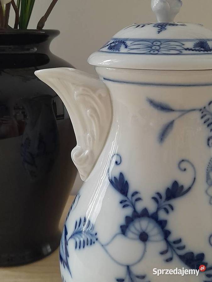Porcelanowy dzbanek Meissen wzór cebulowy Bogatynia