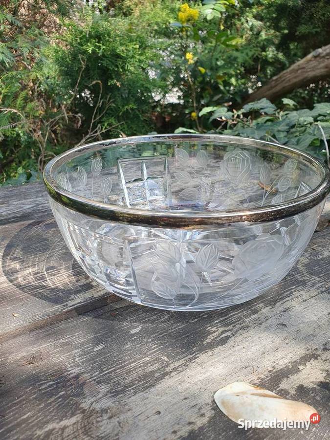 Kryształowa misa ze srebrną oprawą Myszków