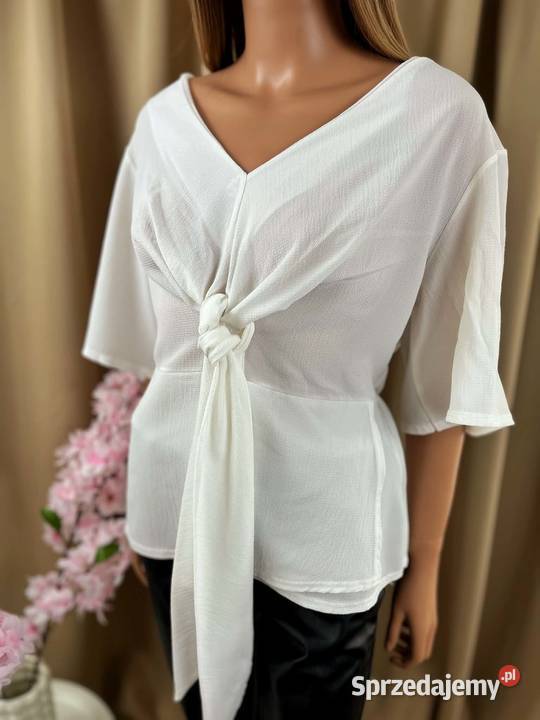 Boohoo biała bluzka wiązana elegancka oversize Rozmiar 42(XL)