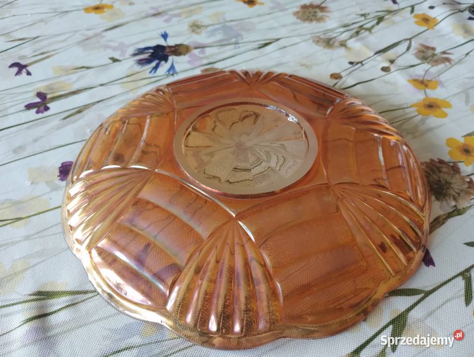 PRL talerz iryzowany carnival glass łódzkie Łódź sprzedam
