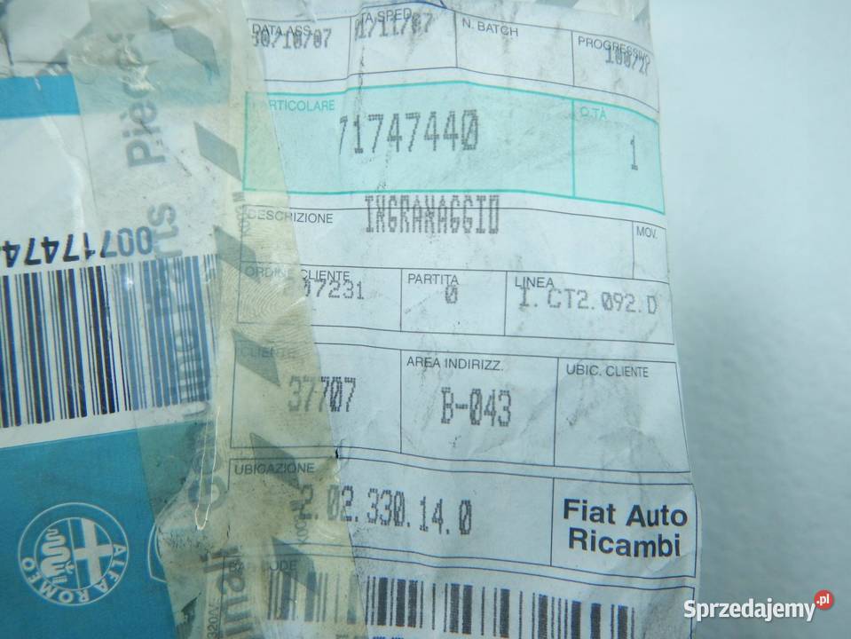 KOŁO ZĘBATE SKRZYNI FIAT SEDICI 0614 19 JTD ASO