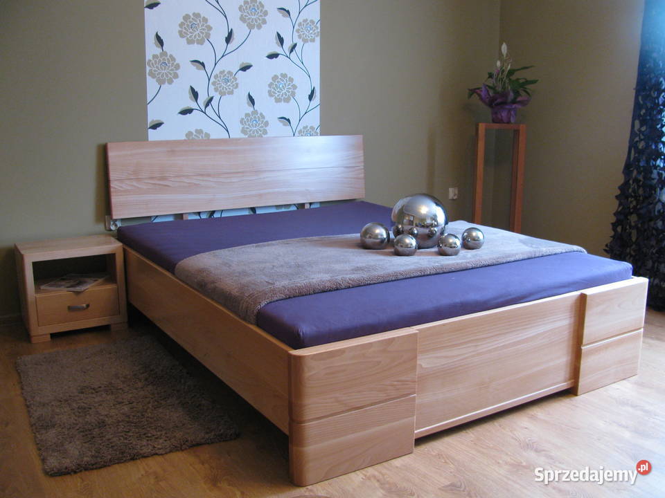 Łóżko dwuosobowe drewniane bukowe 160x200 lite drewno buk