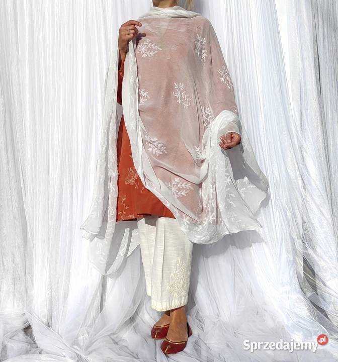 2 Duża chusta szal dupatta haftowana szyfon zachodniopomorskie Szczecin