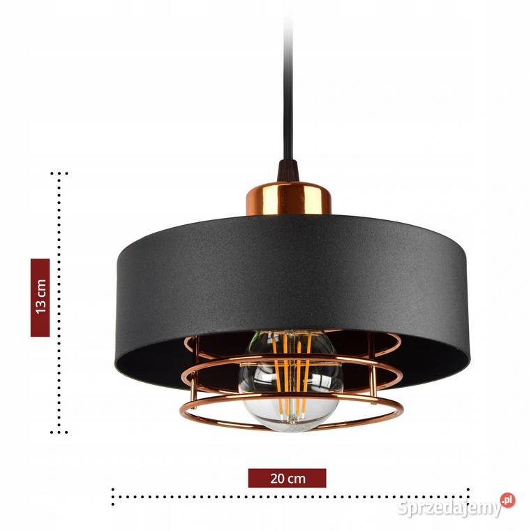 LAMPA WISZĄCA SUFITOWA ŻYRANDOL Czarna z miedzią Choroszcz