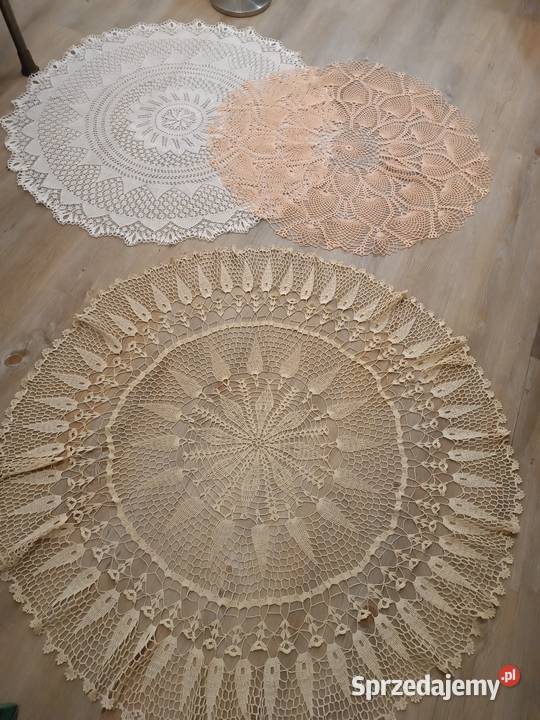 Duże serwety małe obrusy ręcznie robione Gorlice