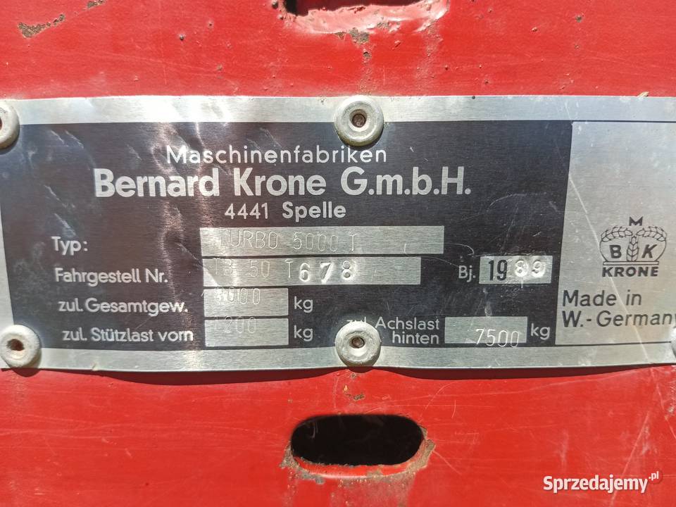 Przyczepa samozbierająca Krone turbo 5000 nieuszkodzony Szumowo