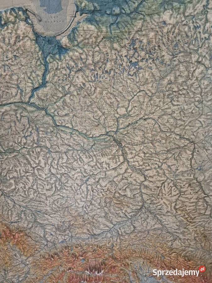Mapa wypukła Polski z 1986 roku Mapy i przewodniki śląskie Piekary Śląskie sprzedam