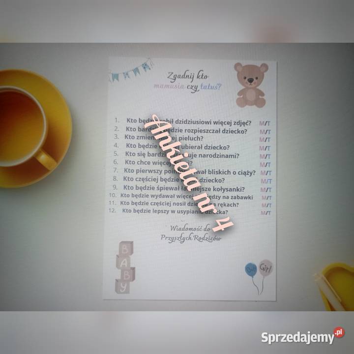 Ankieta na baby shower zgadnij kto mamusia czy Radom