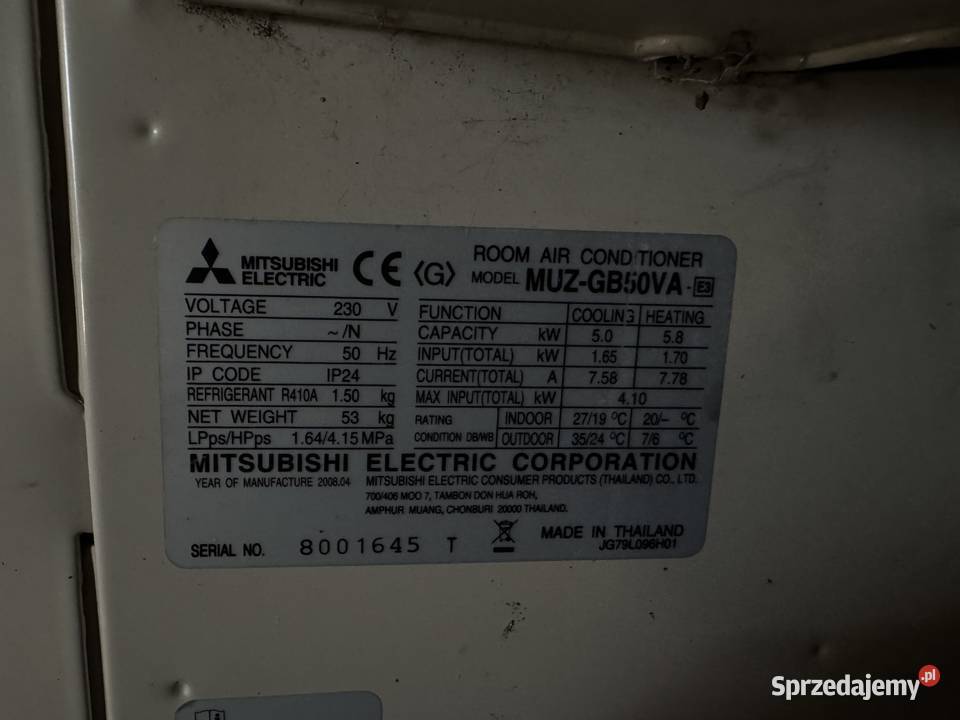 Klimatyzator misibishi muz gb50va Wołomin