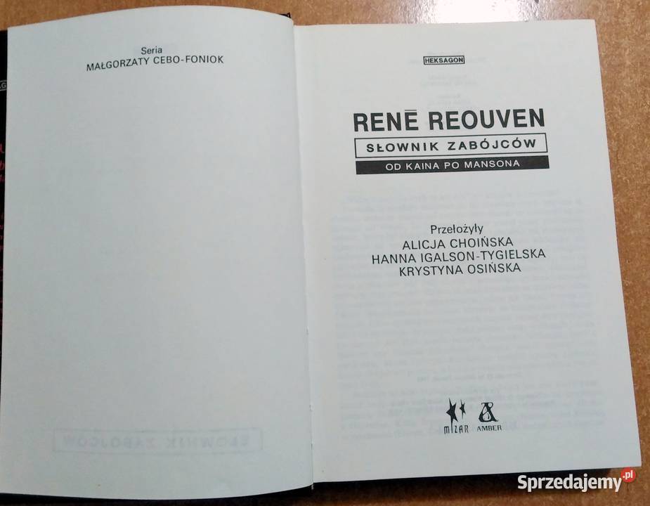 Rene Reouven Słownik Zabójców Kaina Mansona wyd Włodawa sprzedam