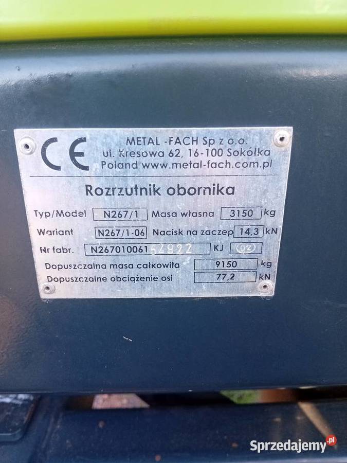 Rozrzutnik metal fach 6ton 2016r świętokrzyskie Starachowice