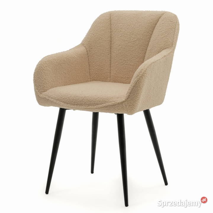 Krzesło Tapicerowane Lago Ciemnobeżowe Boucle Krzesła