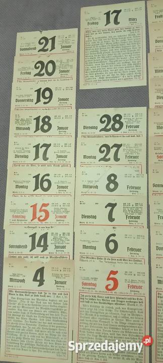 Kartki z kalendarza niemieckie 19393834 Wrocław sprzedam