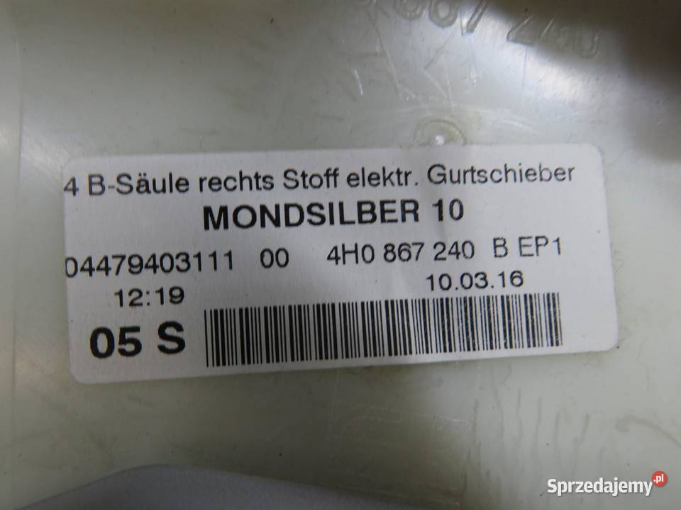 OSŁONA SŁUPKA PRAWA AUDI A8 D4 4H0867240B sprzedam