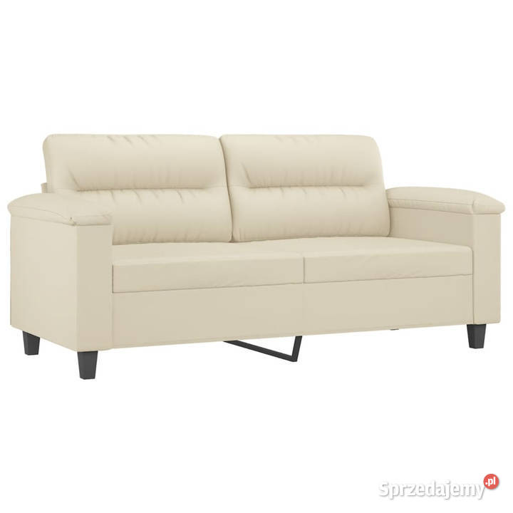 2osobowa sofa z poduszkami kremowa 140 sztuczna Warszawa