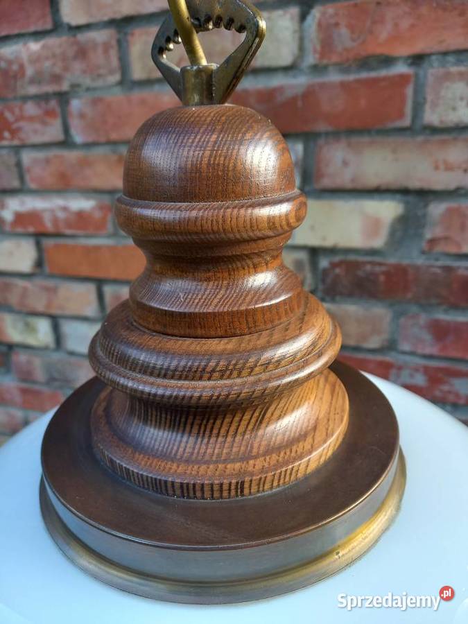 Żyrandol mosiężny metalowy drewniany holenderski Gawroniec