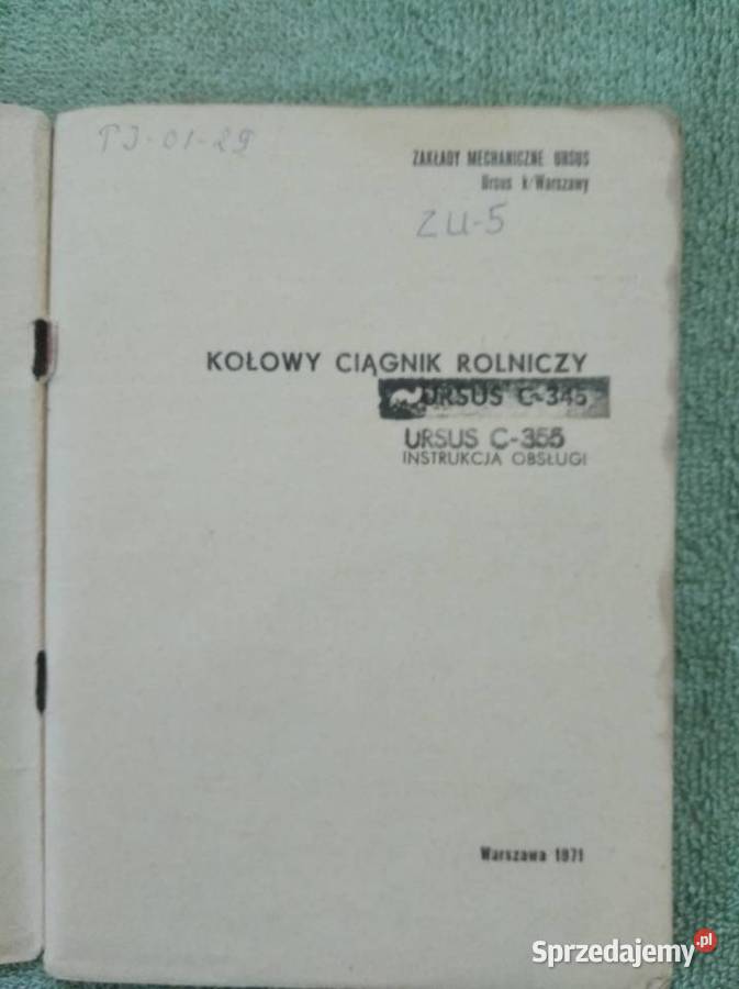 Instrukcja obsługi ciągnika rolniczego Ursus Lublin sprzedam