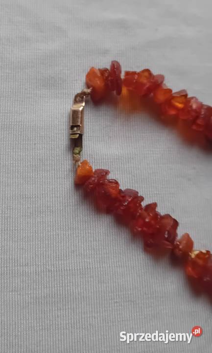 Naszyjnik z nieoszlifowanych bursztynów PRL Dł Koźminek sprzedam