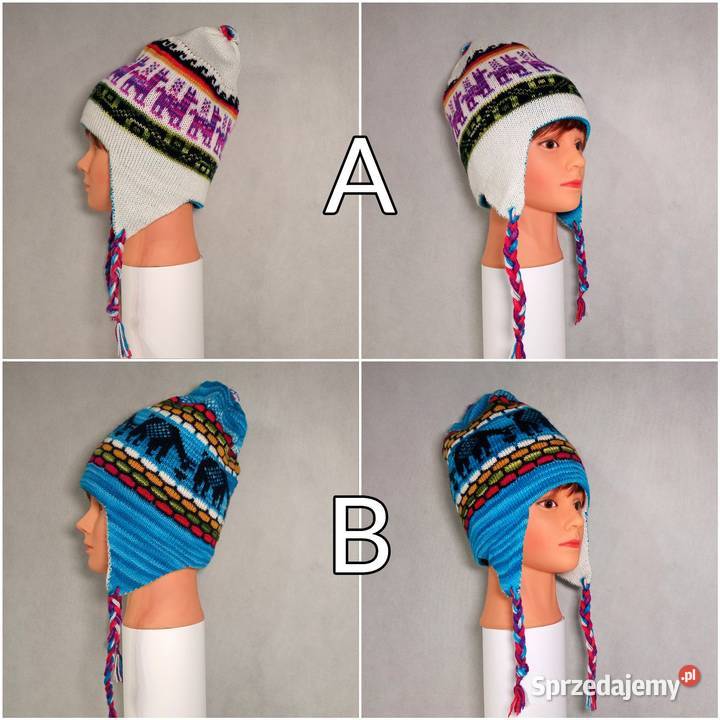 Ciepła Czapka Wełna Alpaki Dwustronna z Peru Kudowa-Zdrój