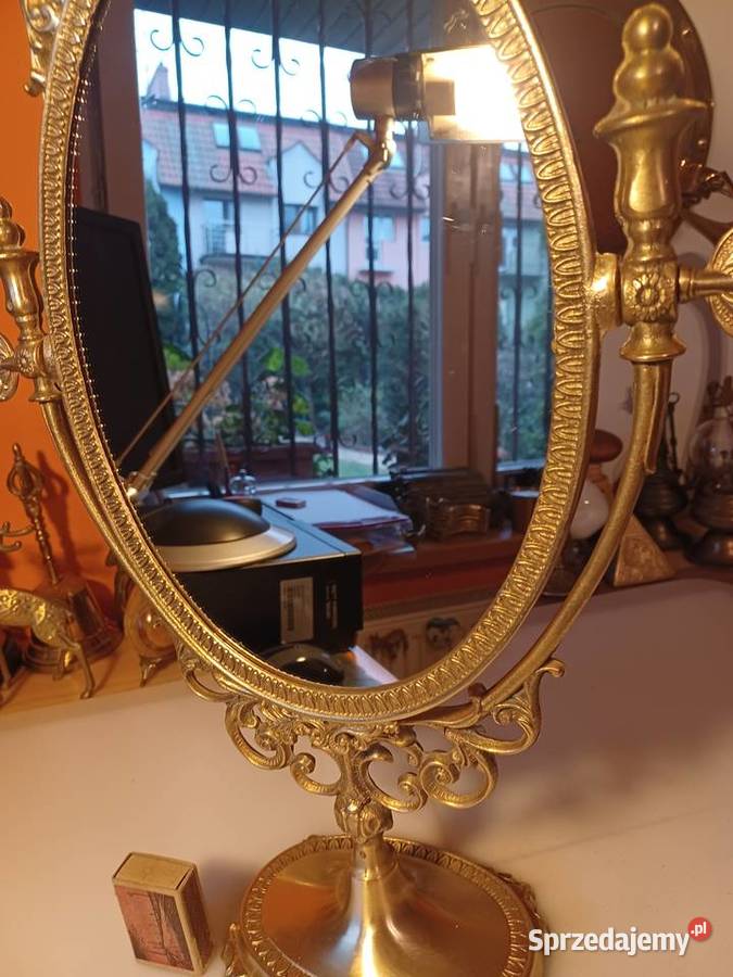 Piękne stare lustro toaletkowe Mosiądz Poznań