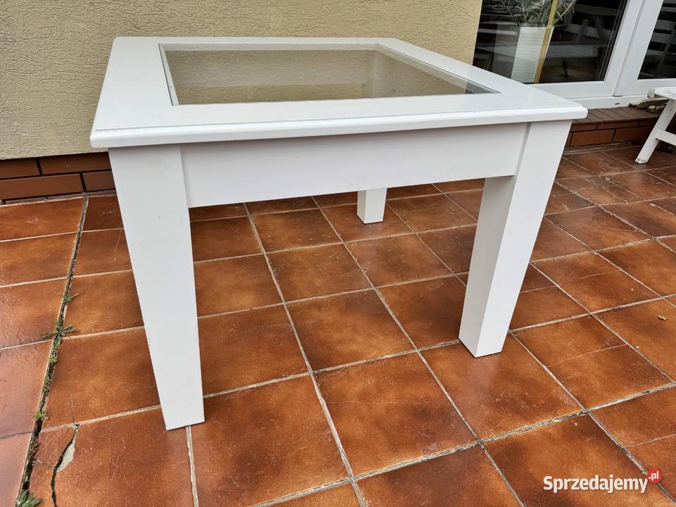 Stolik kawowy biały ze szkłem ława Garwolin