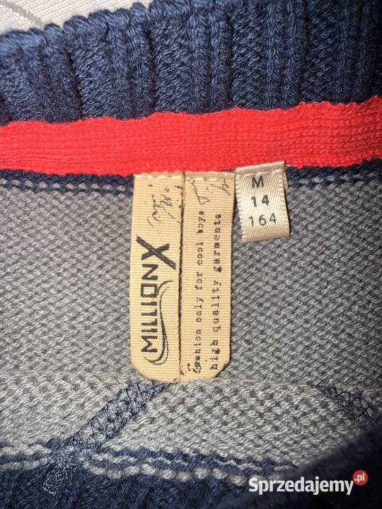 Sweter męski Million X M 164 szary granat paski Rozmiar M Czerwionka-Leszczyny