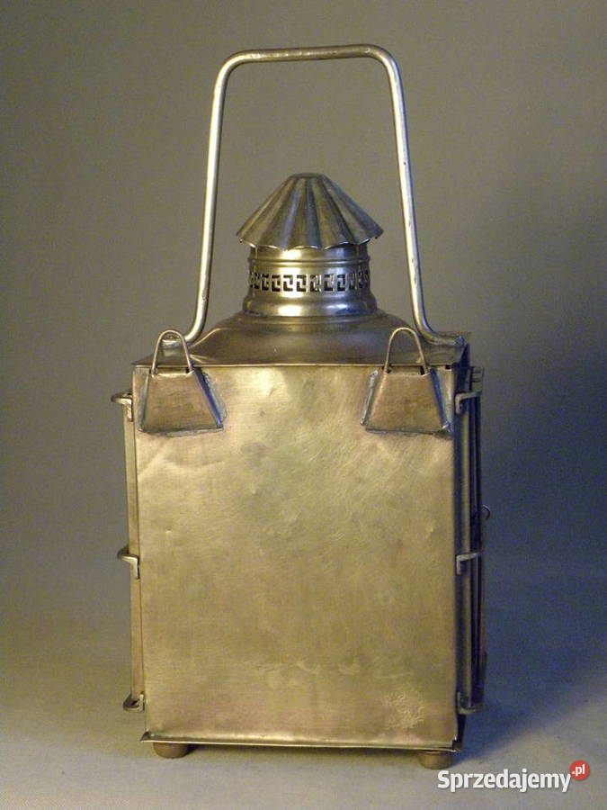 Stara duża mosiężna lampa latarnia naftowa Legnica