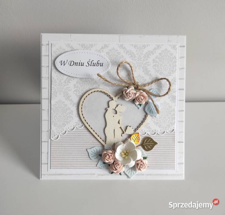 Kartka na ślub ręcznie robiona handmade serce łódzkie Łódź