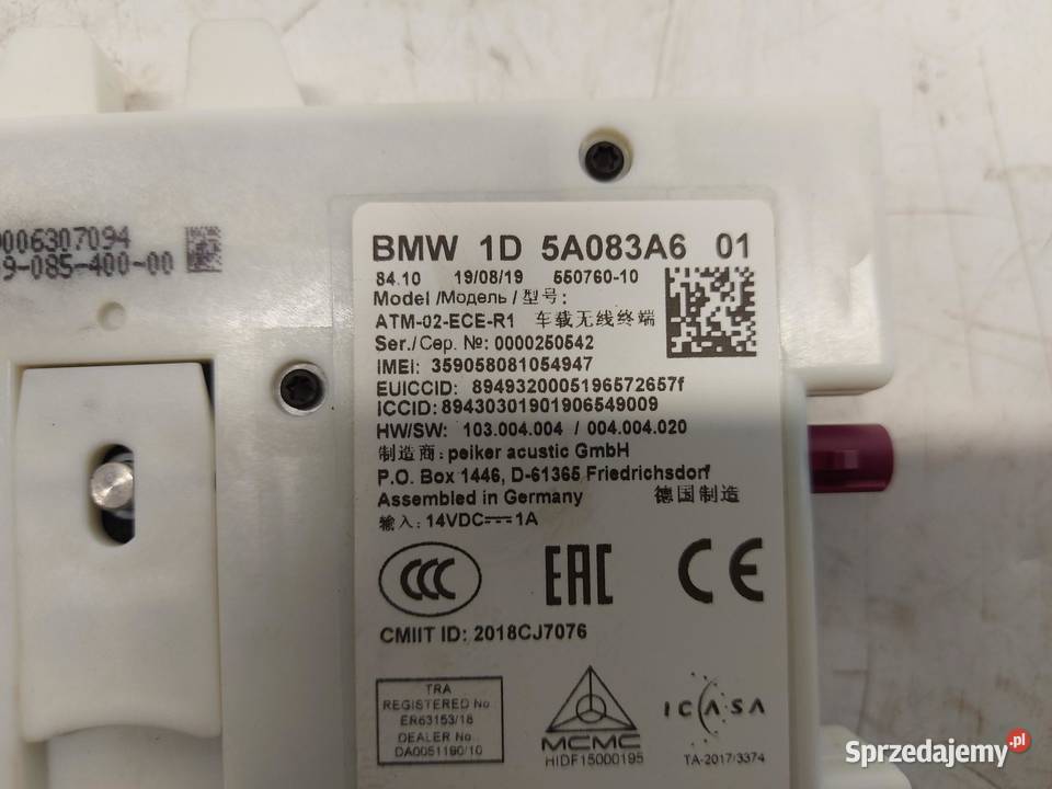 BMW G05 X5 30d 2019r MODUŁ TELEMATIC 5A083A6