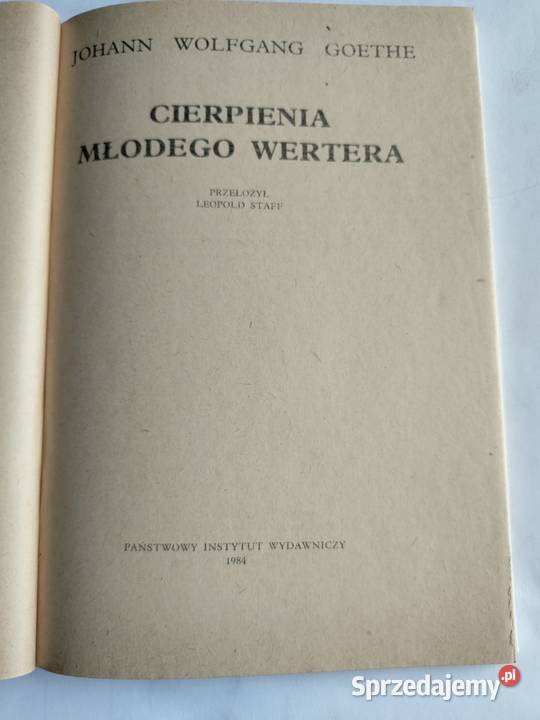Cierpienia młodego Wertera Johann Wolfgang pomorskie Gdynia sprzedam