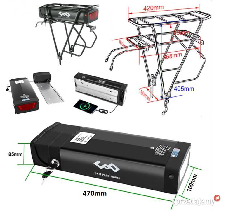 Akumulator rowerowy bateria z bagażnikiem 52v Lublin