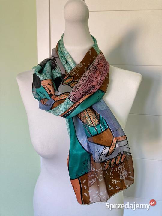 Unikatowa kolorowa apaszka chusta Picasso