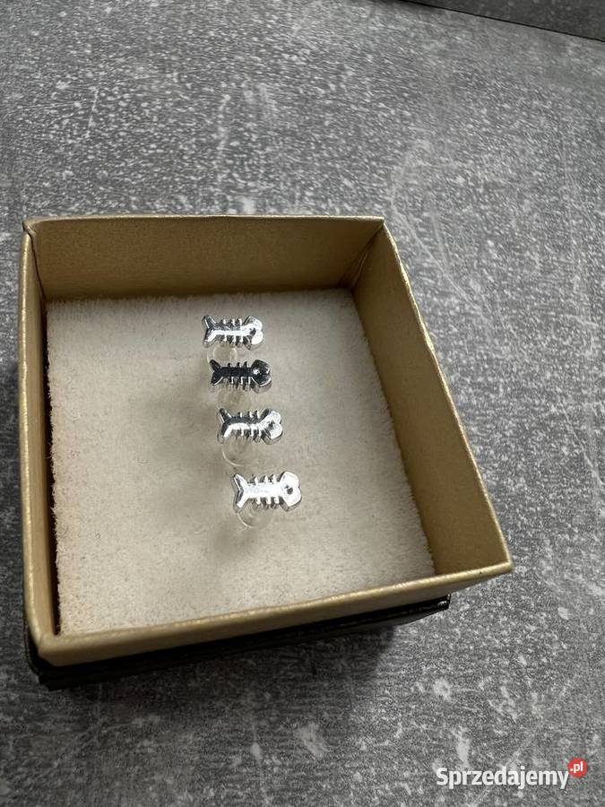 Kolczyki srebrne szkielet ryby szkielety ryb