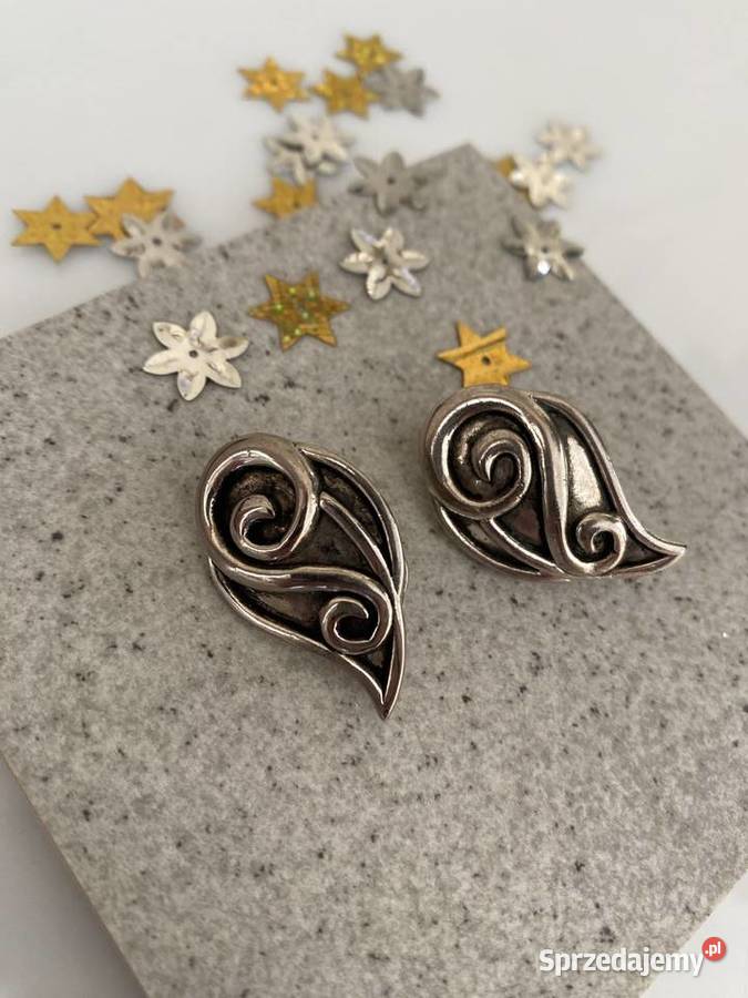 klipsy vintage pewter metloplastyka abstrakcja łódzkie Łódź