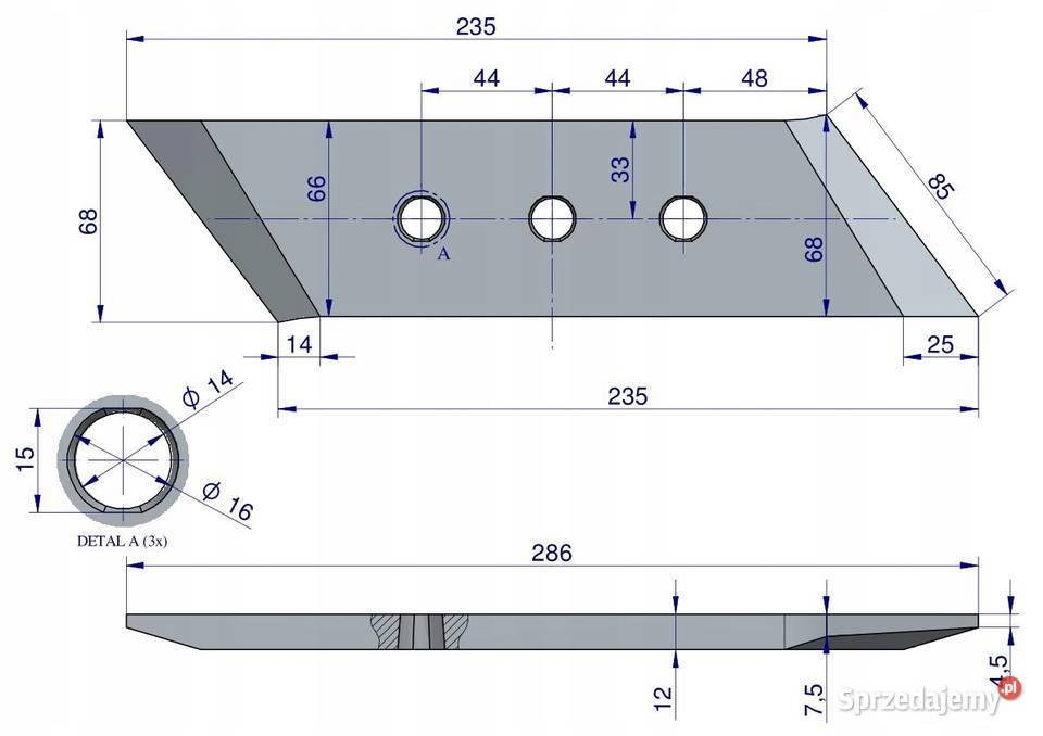 Dłuto nakładka lemiesza lewe VIS34 Unia Pług podkarpackie Tyczyn