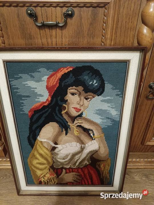 Obraz Cyganka wykonany haftem krzyżykowym Lipno