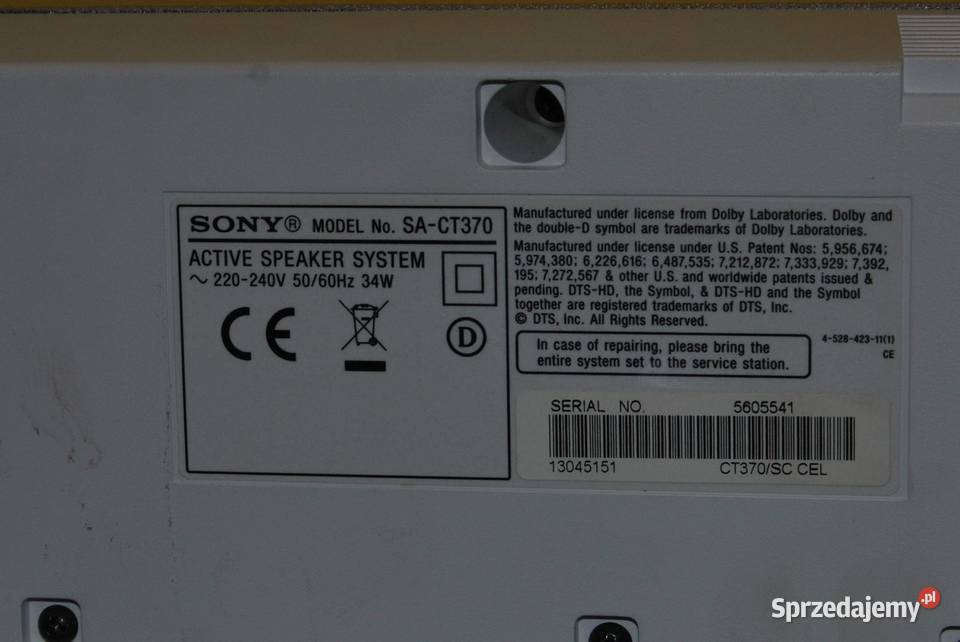 SOUNDBAR SONY SACT370 SAWCT370 Tyczyn